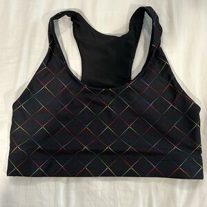 Terez | rainbow cross black sports bra